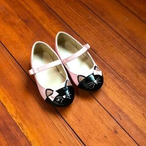 7 toddler girls pink black cat dress shoes Gymboree